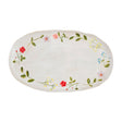 Oval stoneware platter with hand-painted floral design