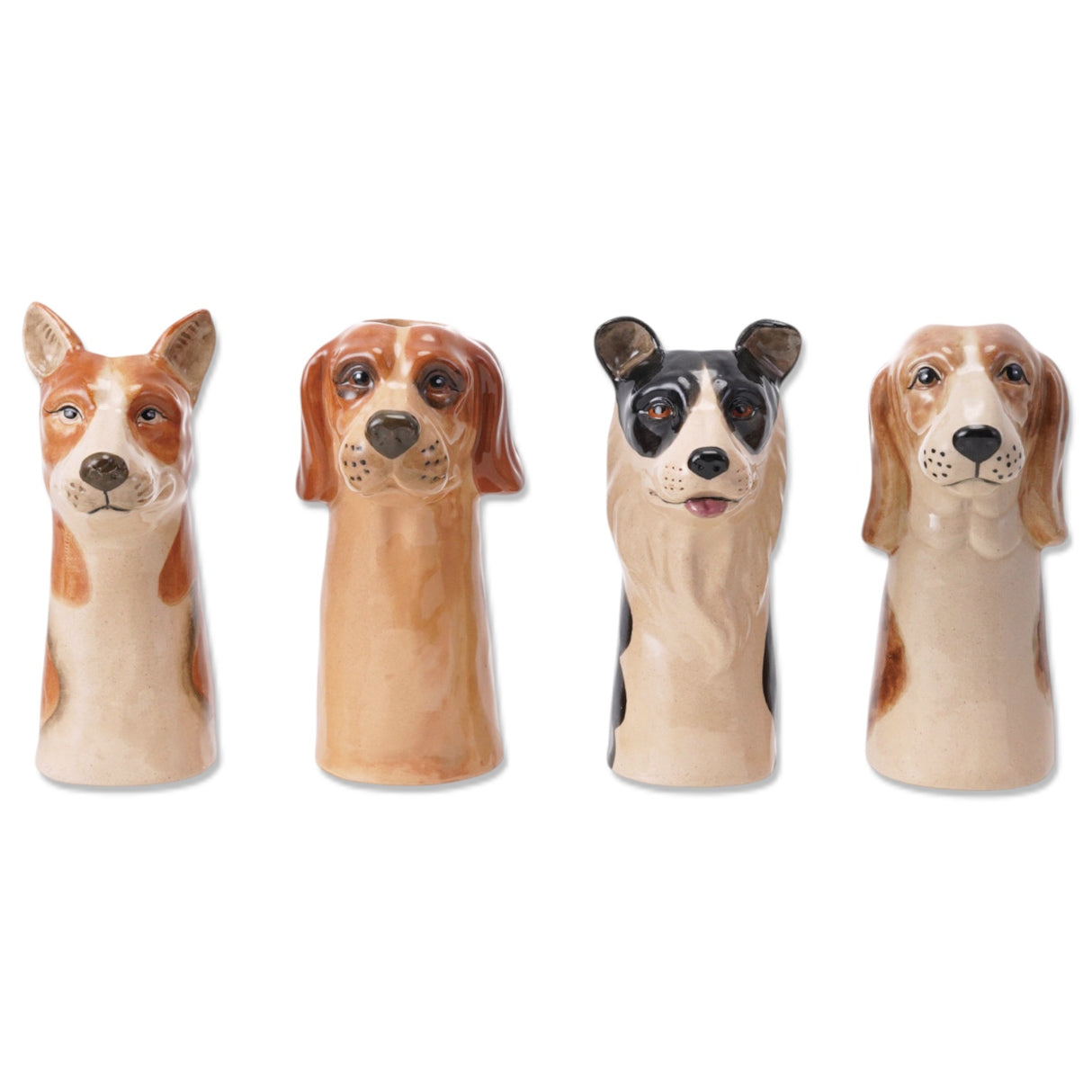 hand-painted stoneware dog head vase decorative planter