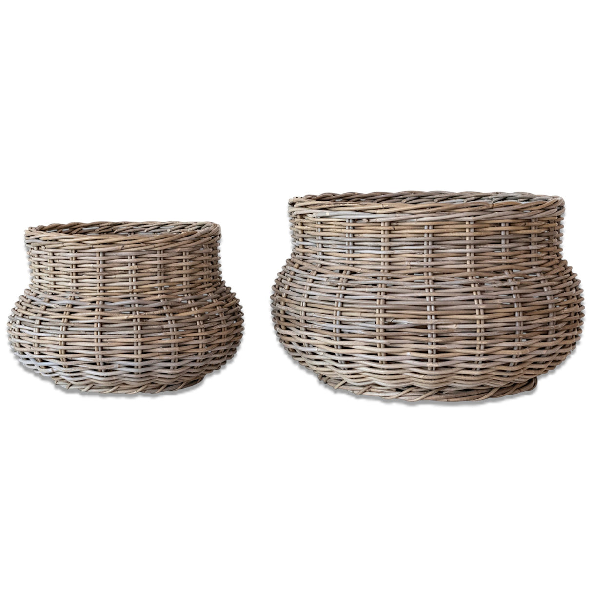 large hand woven rattan planter baskets set of 2 indoor plant holders