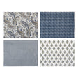 handmade block printed recycled wrapping paper sheets in blue