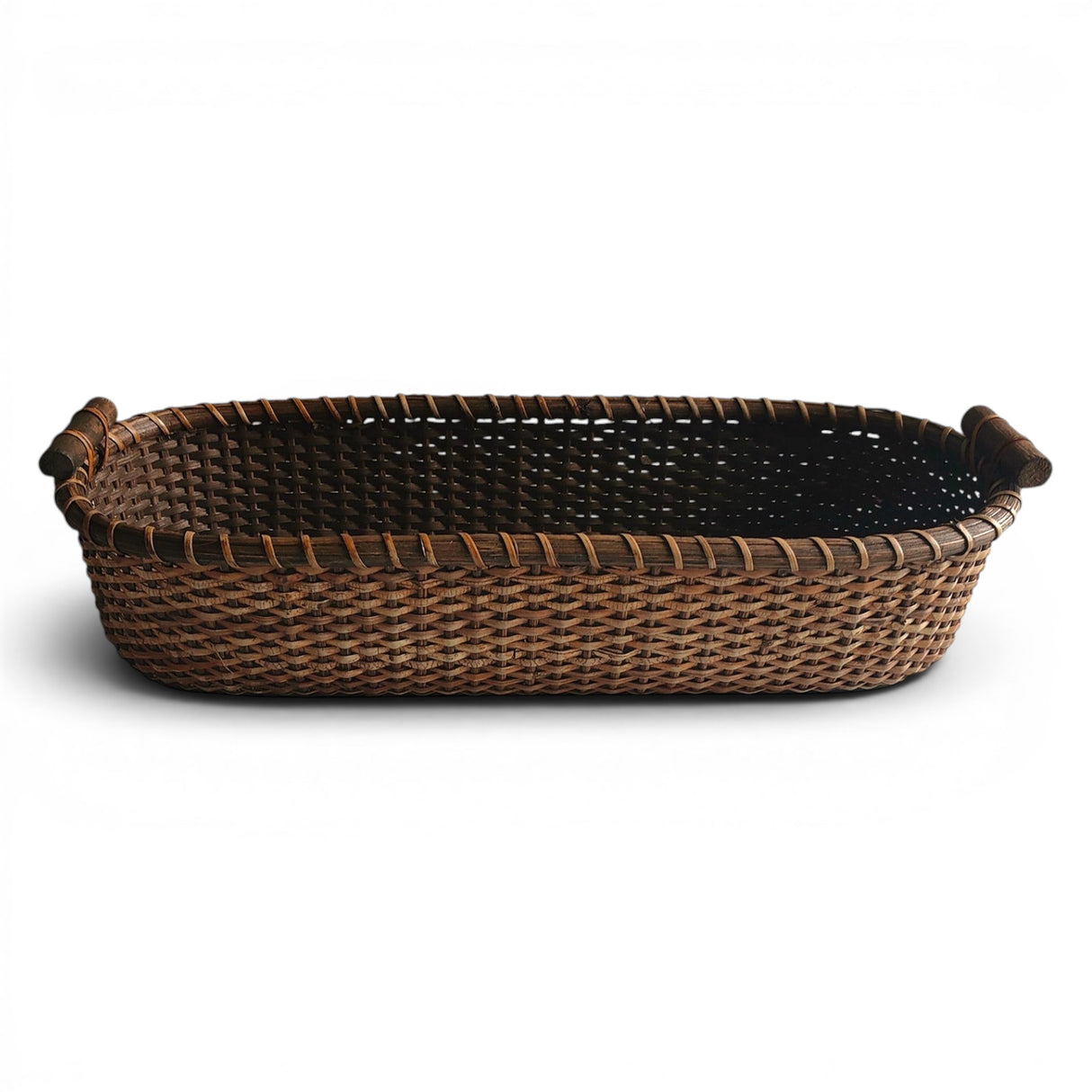 Handwoven rattan bread basket for serving rolls, pastries, and farmhouse table décor