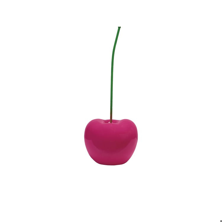 Pink Resin Cherry Accent with Green Stem