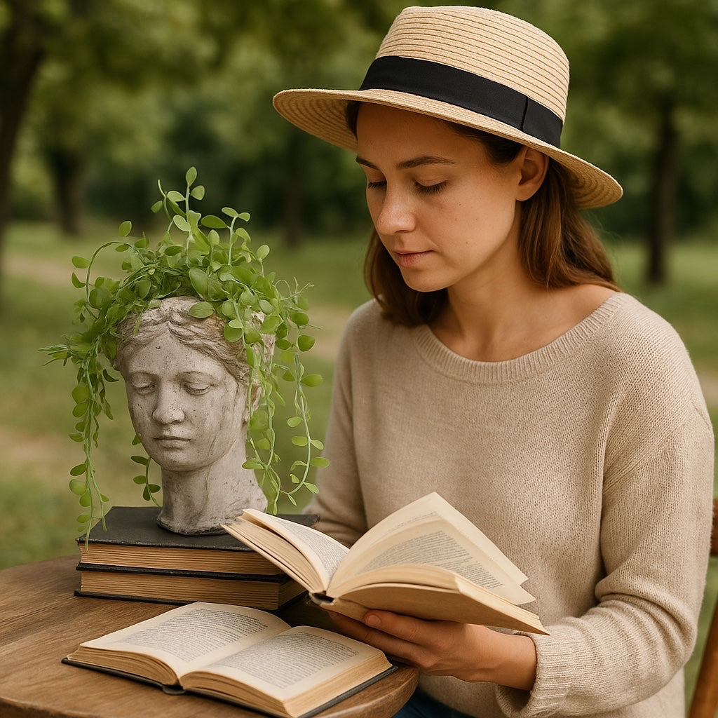 Distressed Cement Garden Head Bust Planter