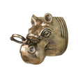 Cast aluminum hippo head wall décor with eyeglasses in antique brass finish