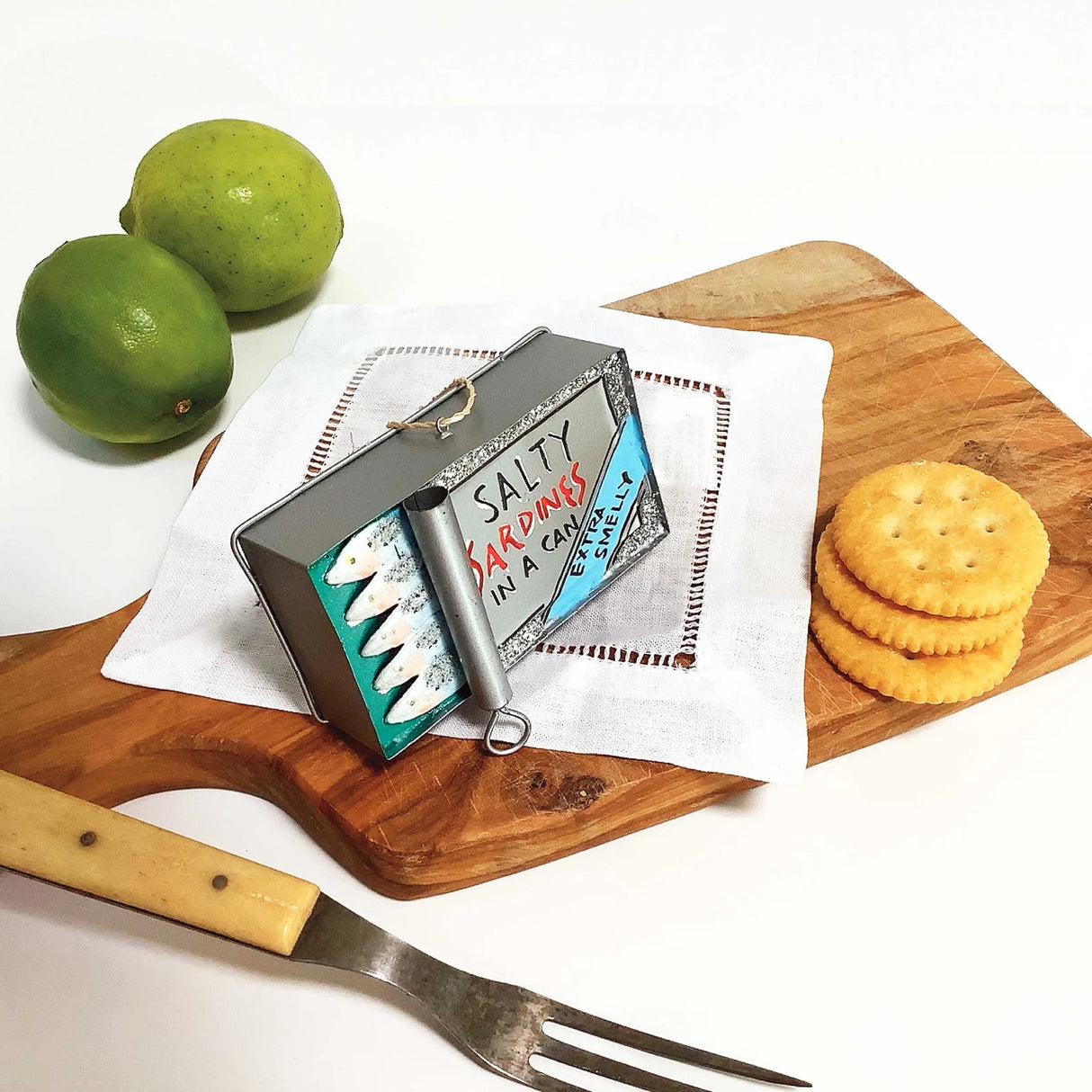 Salty Sardines Glass Ornament