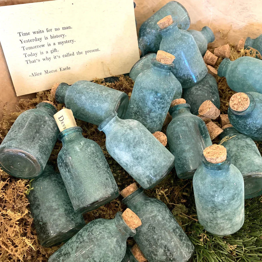 Frosted Green Mini Message Bottle