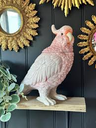 Pink Ceramic Cockatoo Lidded Jar