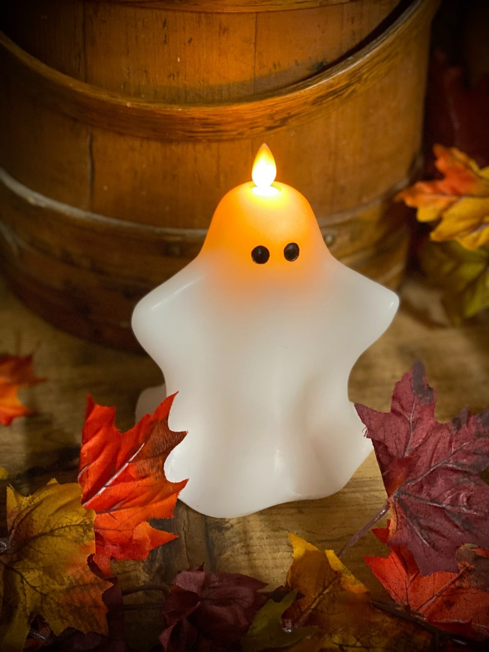 White Ghost Moving Flame LED Wax Candle | 2 Styles