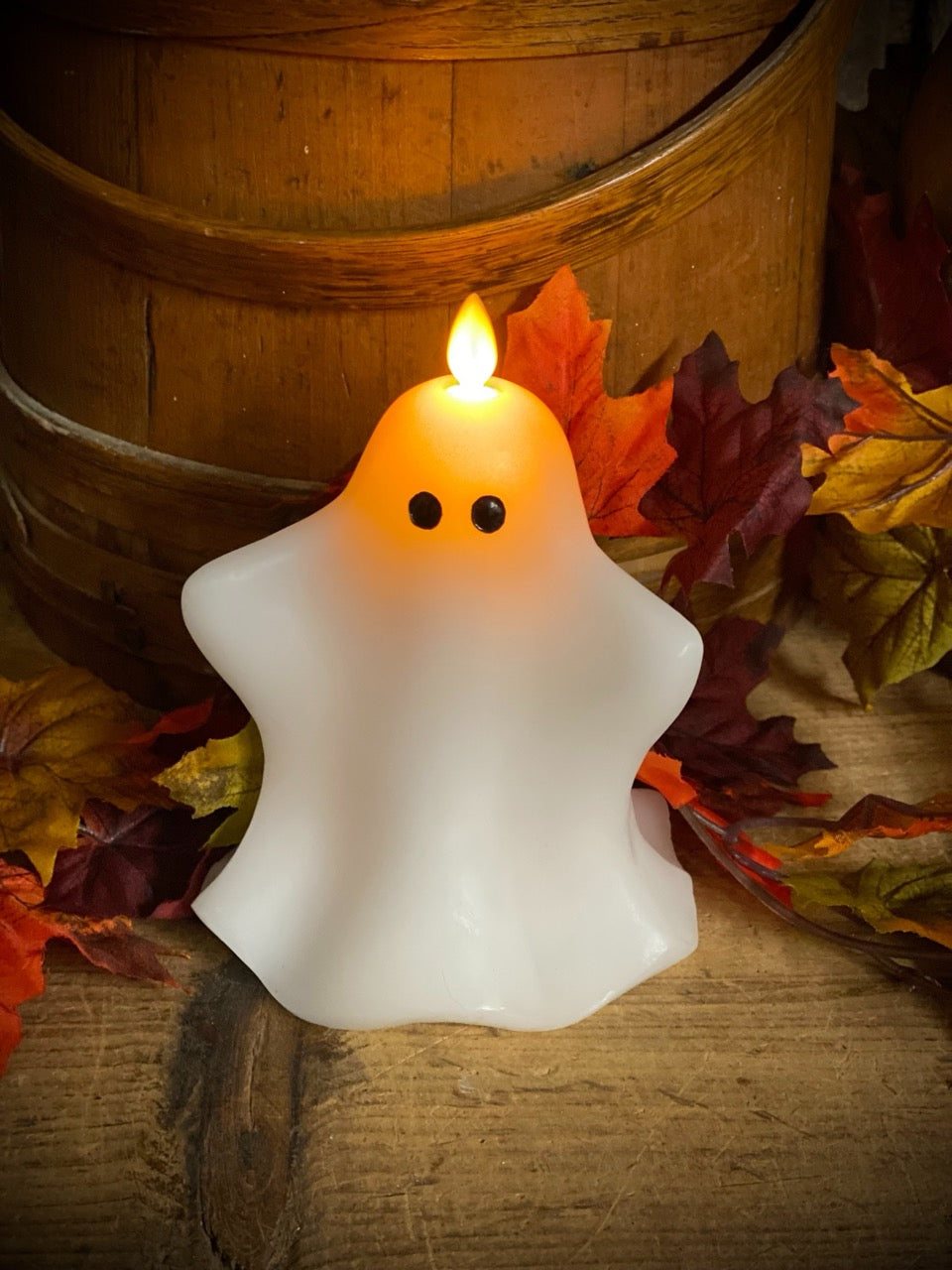 White Ghost Moving Flame LED Wax Candle | 2 Styles