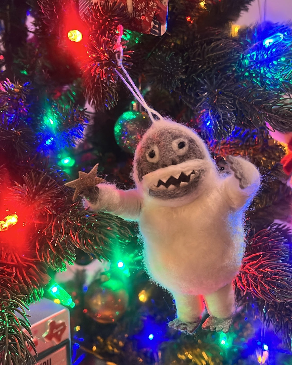 Wool Felt Abominable Snowman Ornament