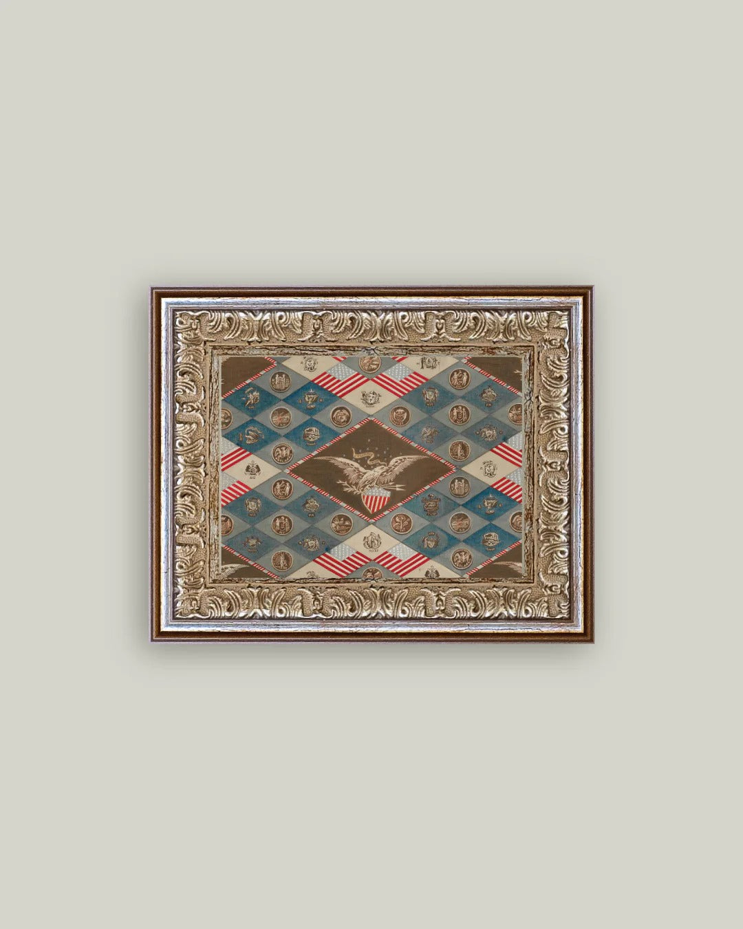 Framed Textile State Emblems Americana Wall Art