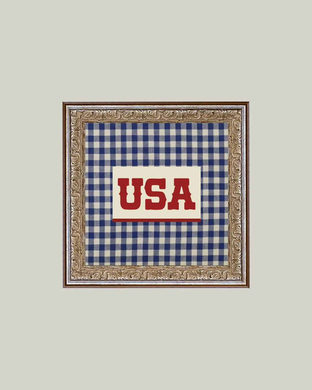 Framed Gingham USA Wall Art