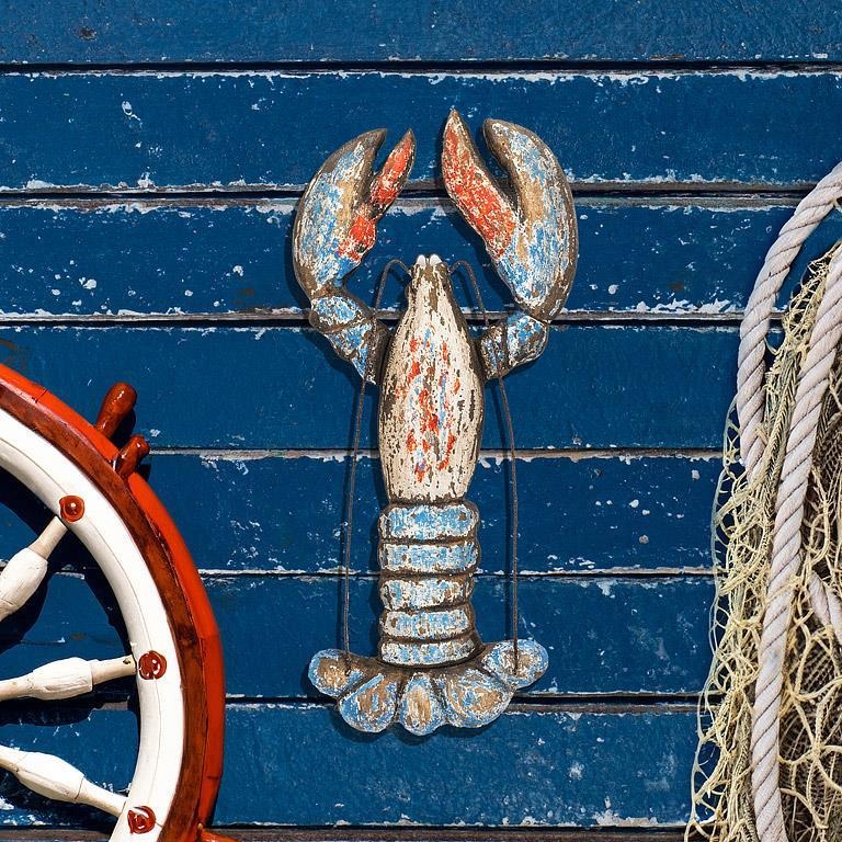 Distressed Coastal Lobster Wall Accent