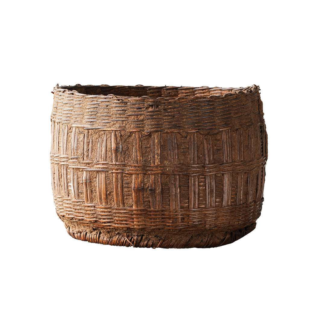 Vintage India Himachal Hand-Woven Rattan Basket