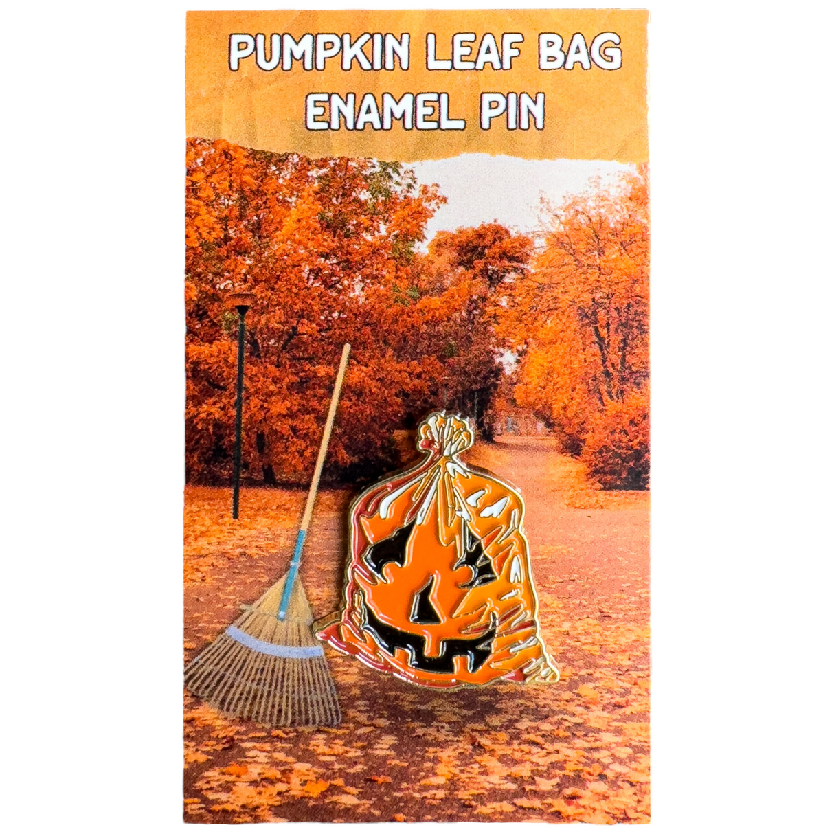 pumpkin leaf bag enamel pin