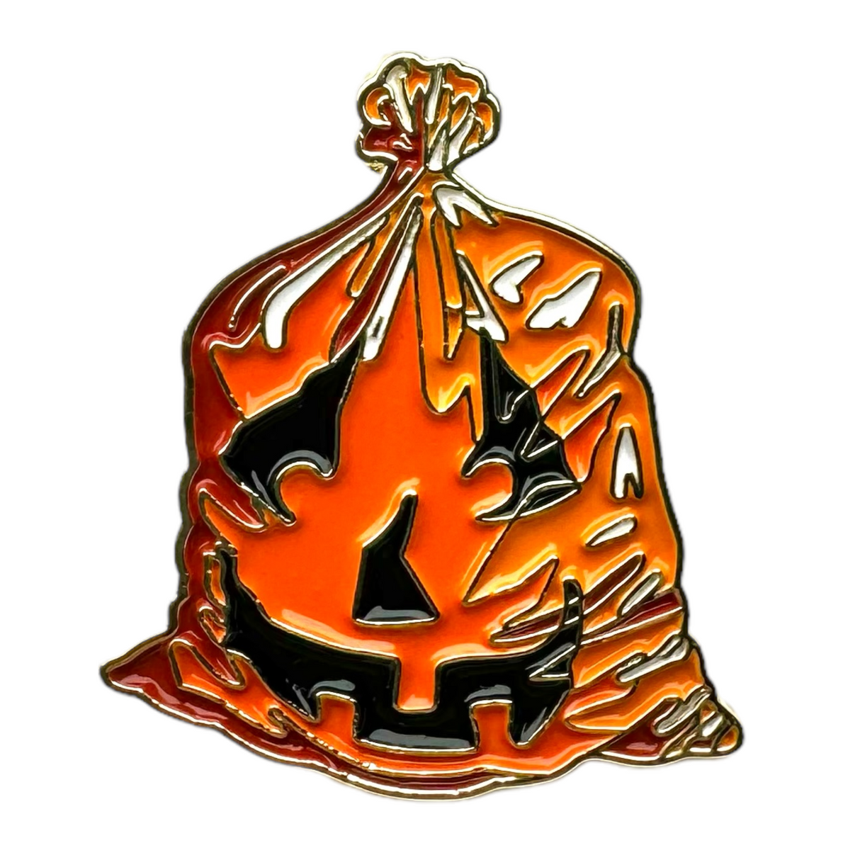 pumpkin leaf bag enamel pin