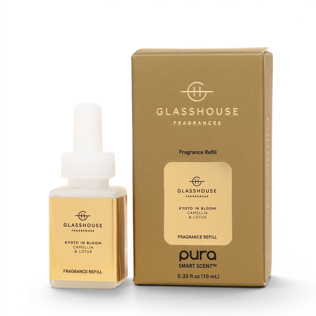 Kyoto in Bloom Pura fragrance refill by Glasshouse Fragrances with camellia, lotus, citrus, amber, sandalwood, and vanilla