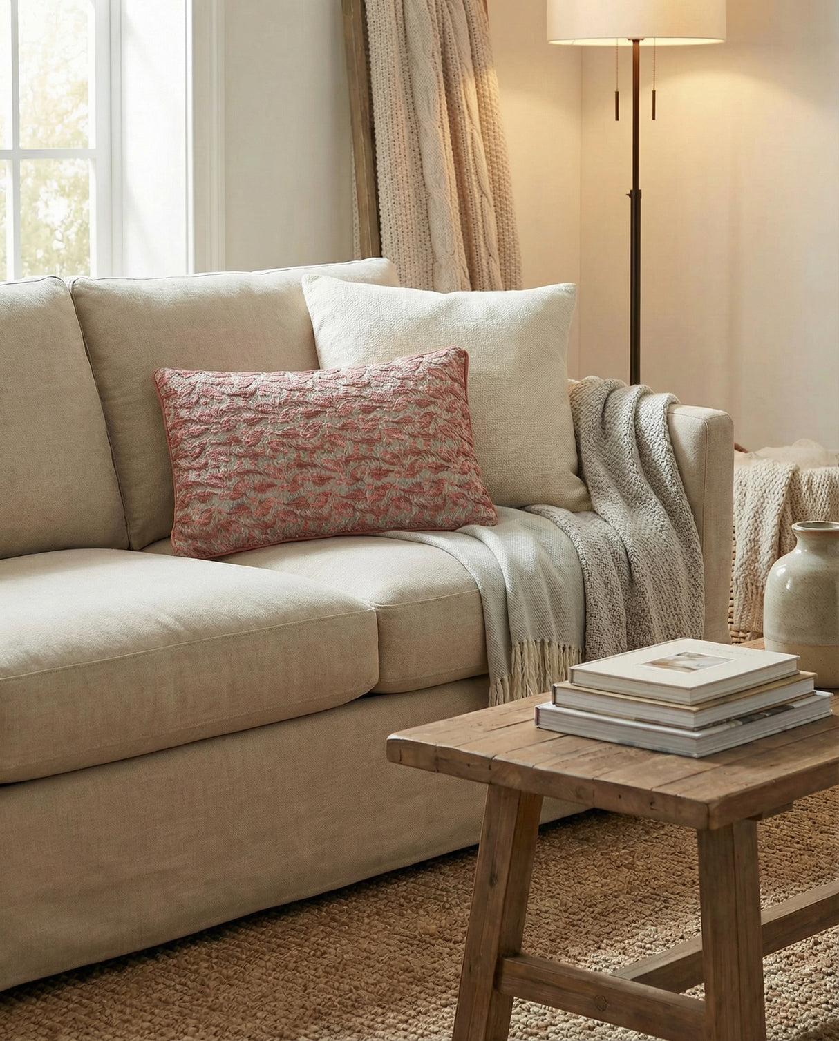 Textured Woven Pattern Lumbar Pillow