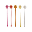 Marbled resin cocktail spoons in five vibrant colors, ideal for mixing drinks or stirring beverages.