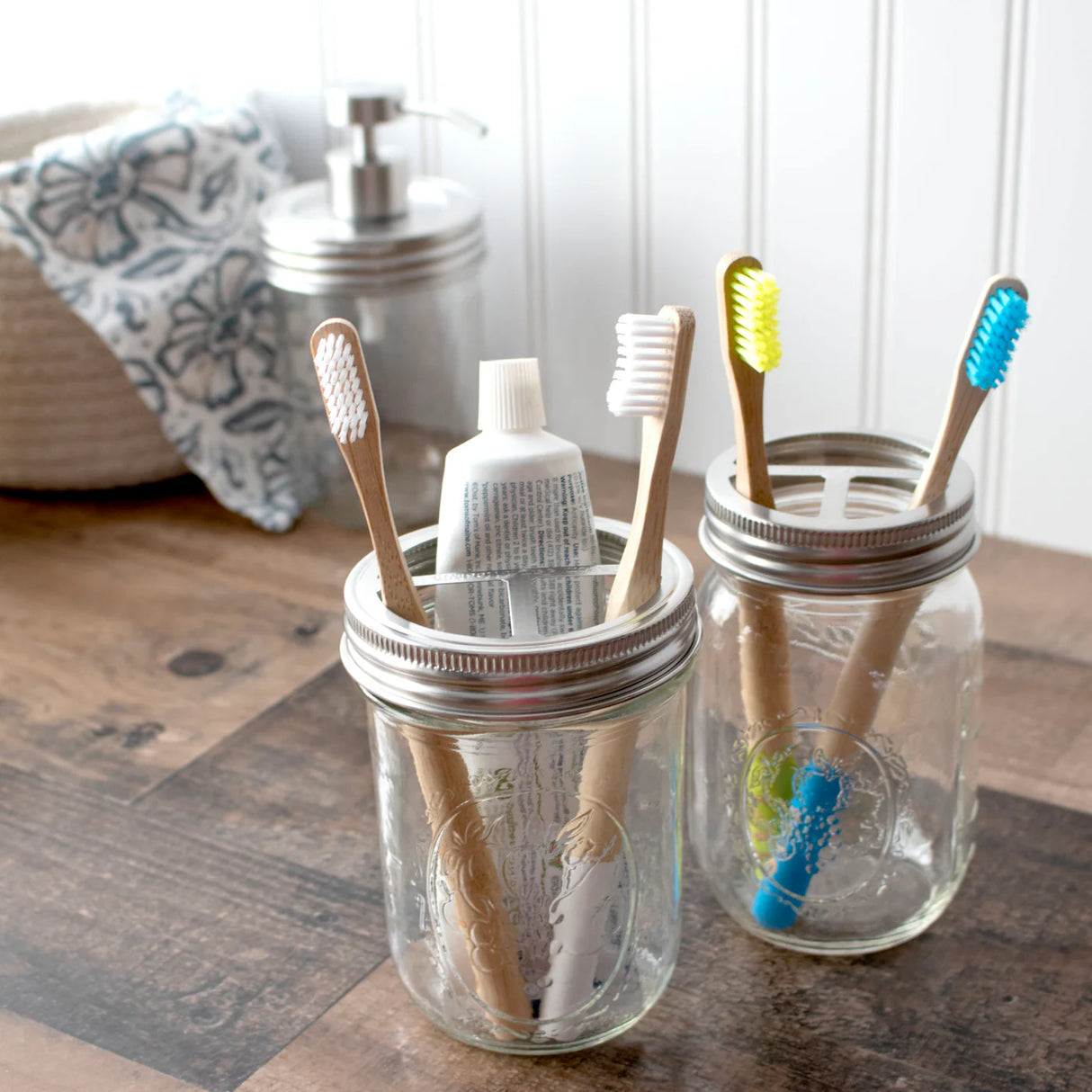Mason Jar Toothbrush Caddy