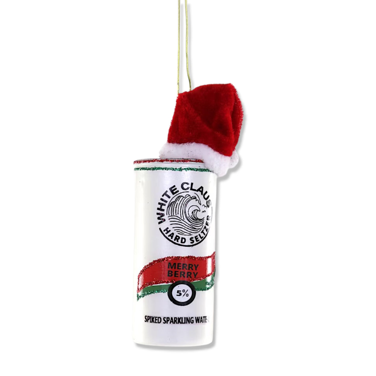 Merry Berry White Claw ornament with Santa hat