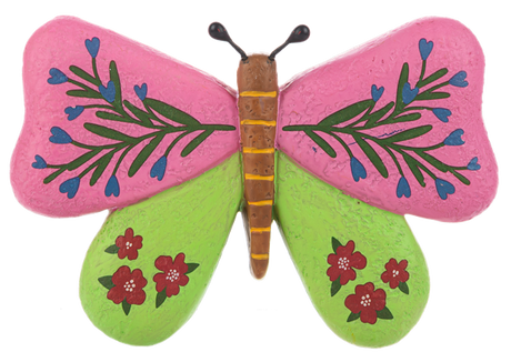Botanical Butterfly Garden Painted Art Rock