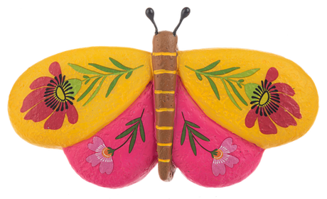 Botanical Butterfly Garden Painted Art Rock