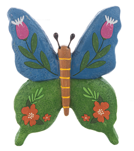 Botanical Butterfly Garden Painted Art Rock