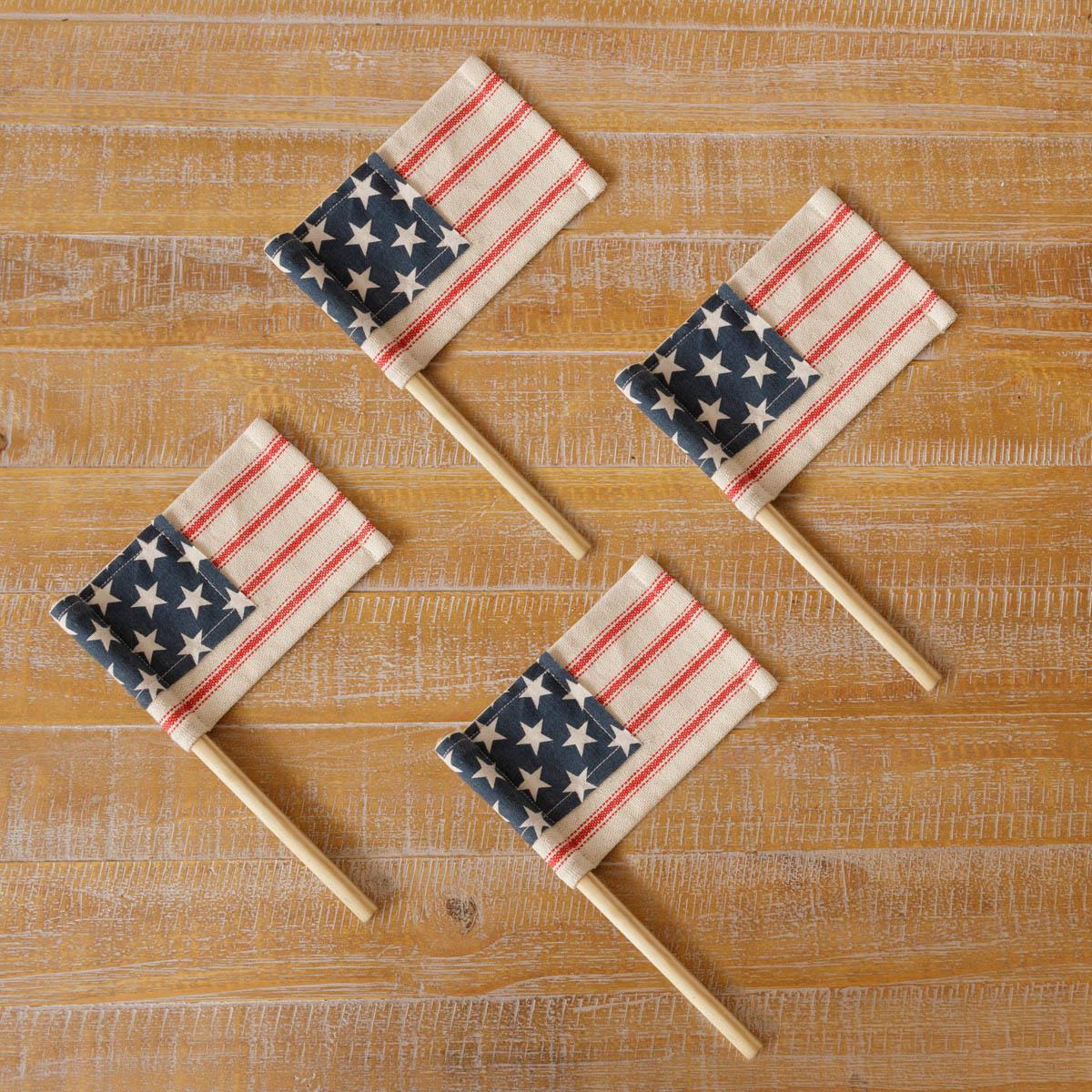 mini american flag fabric pick patriotic decor wooden stick flag
