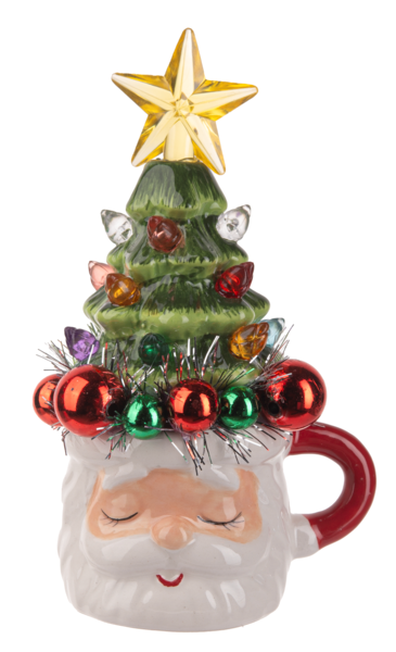 LED Tiny Santa Mug with Tree Figurine