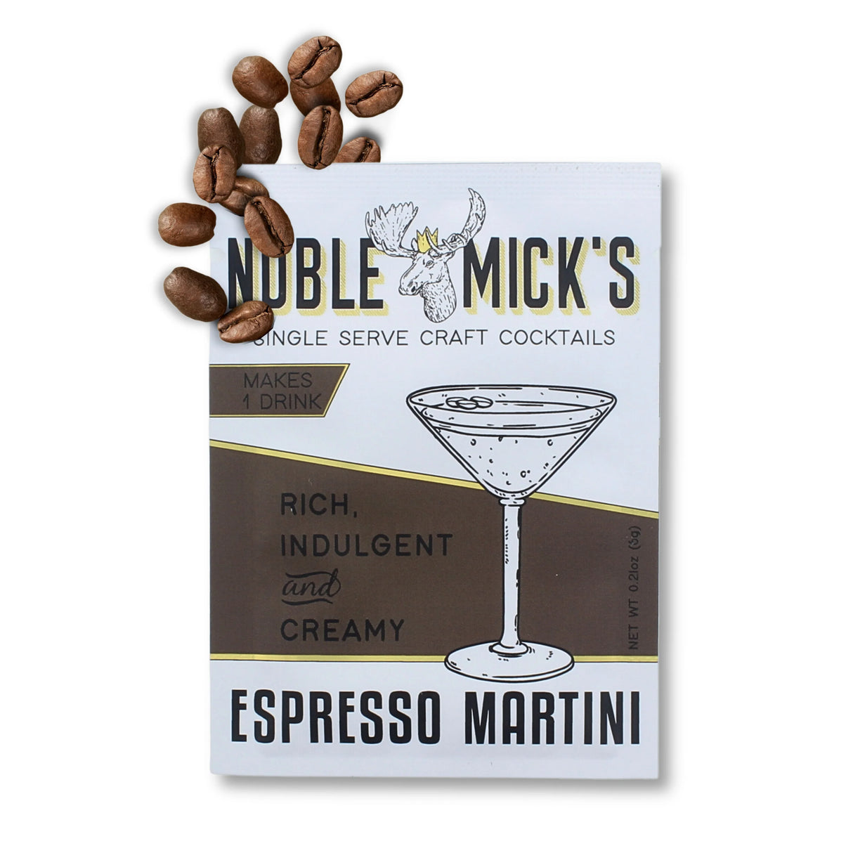 single serve espresso martini cocktail mix packet by Noble Mick’s