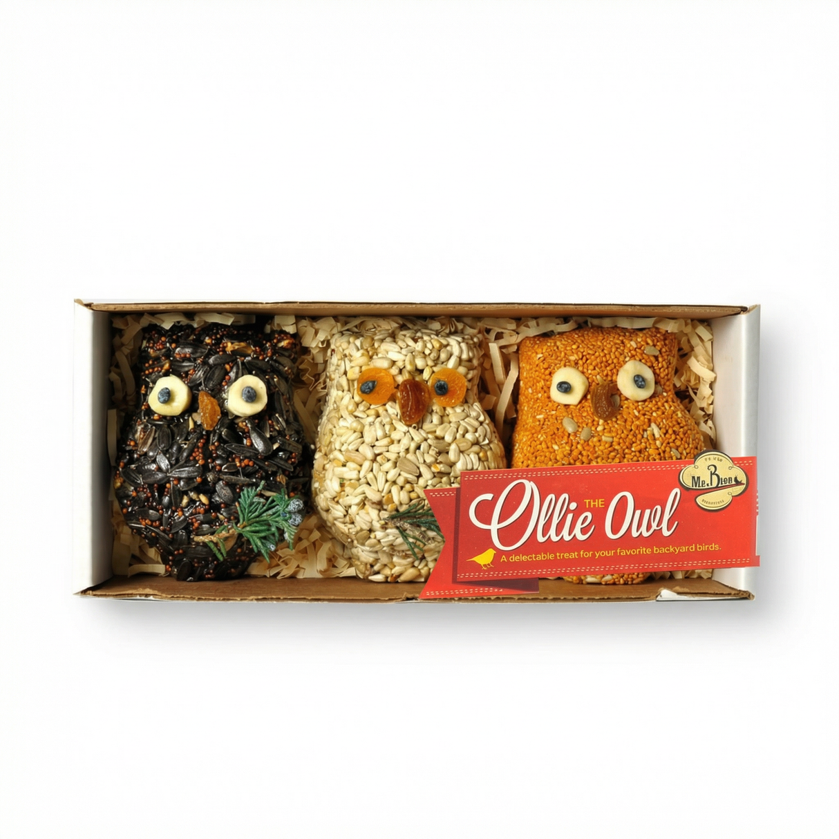 owl bird seed treat 3 pack hanging edible bird feeder gift set with fruit accents