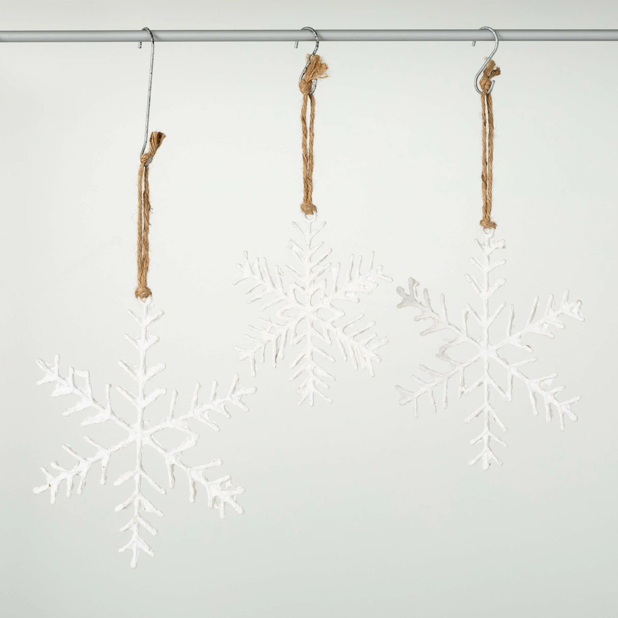 White Paper Pulp Snowflake Ornaments