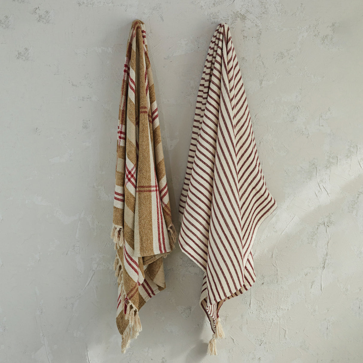 Plaid Recycled Chenille & Cotton Throw with Fringe