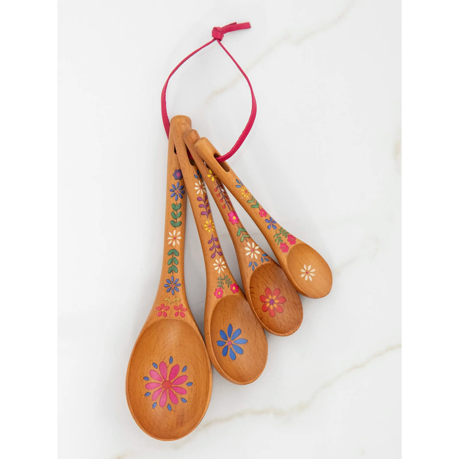 Folk Flower Wooden Measuring Spoon Set