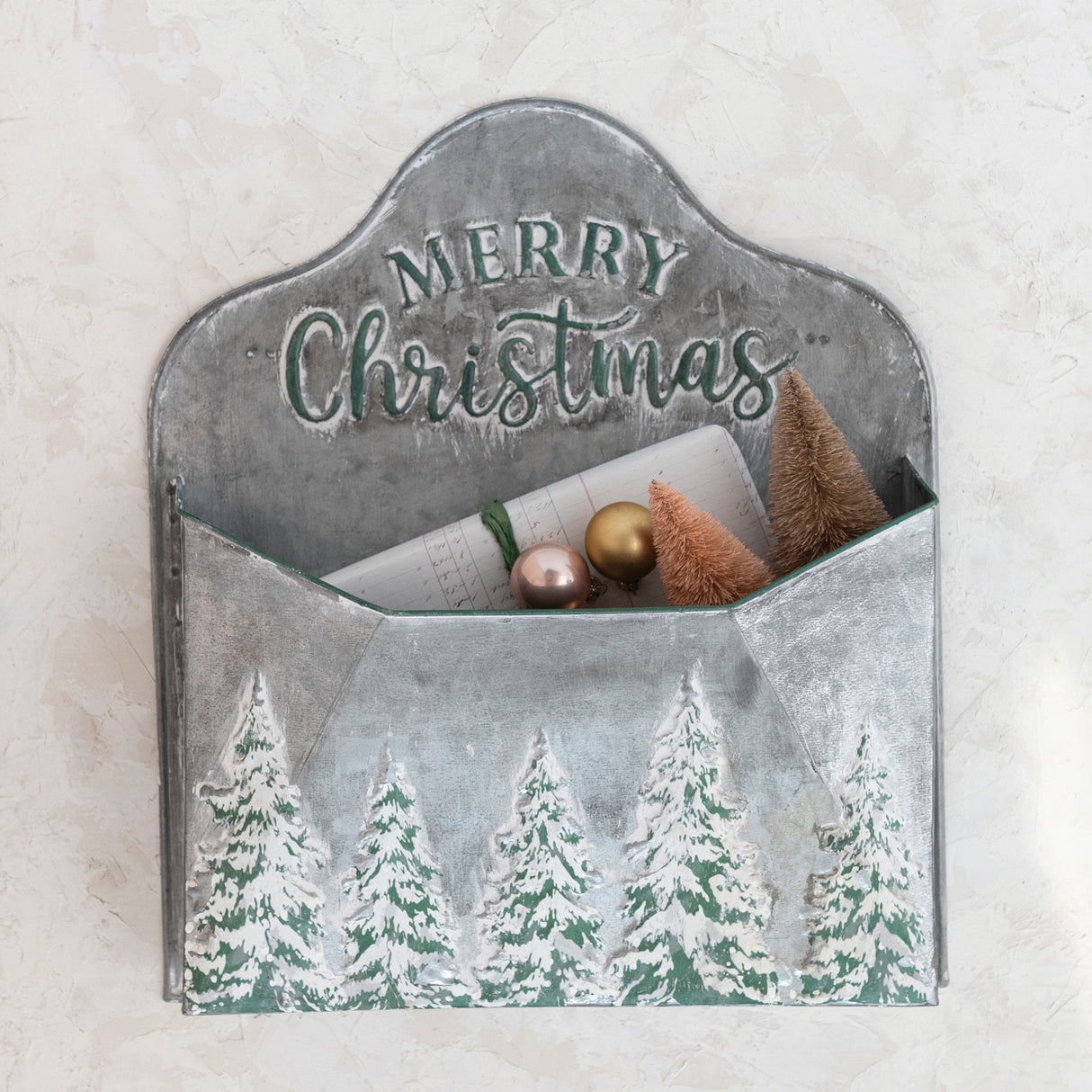 'Merry Christmas' Embossed Metal Mailbox