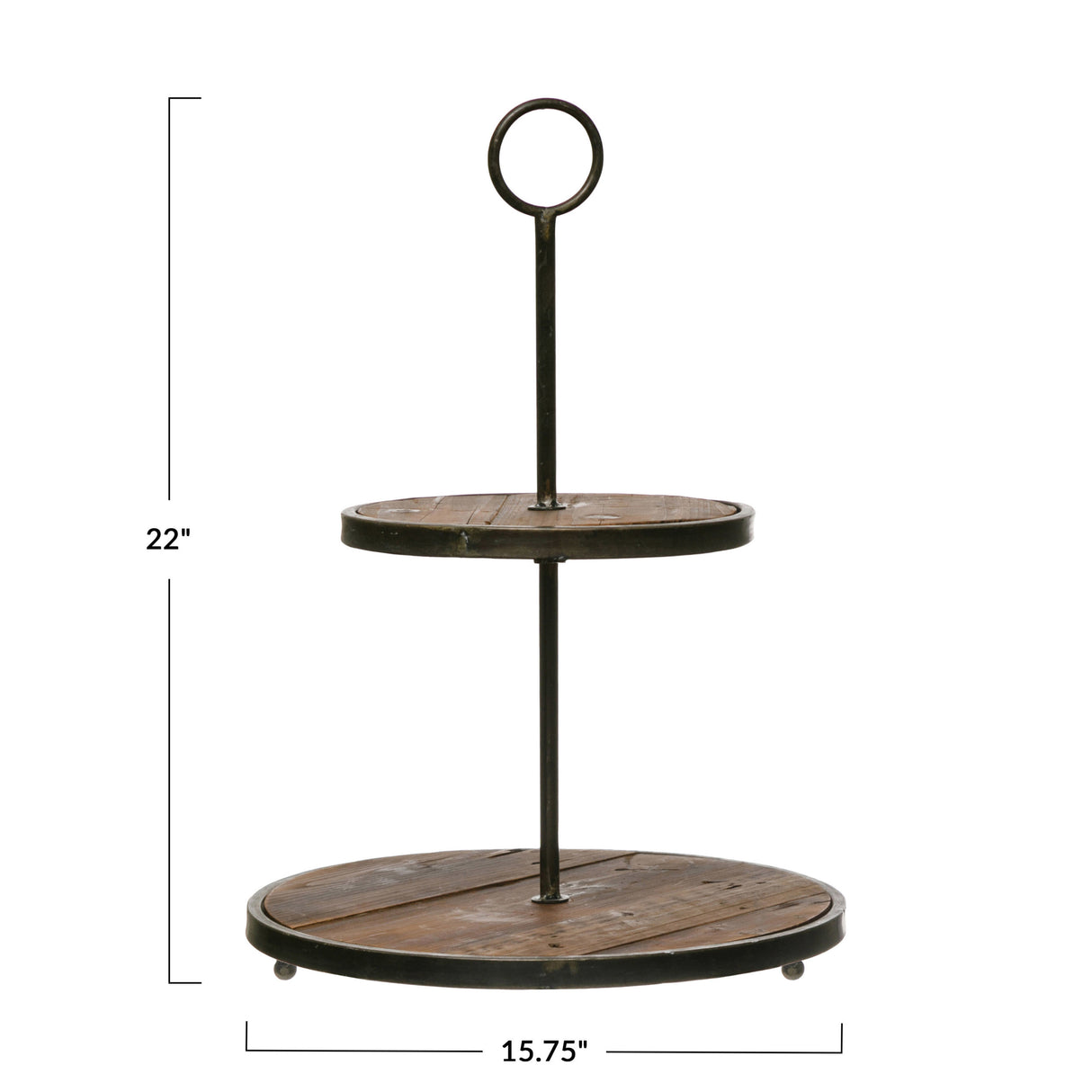 Wood and Metal 2-Tier Tray