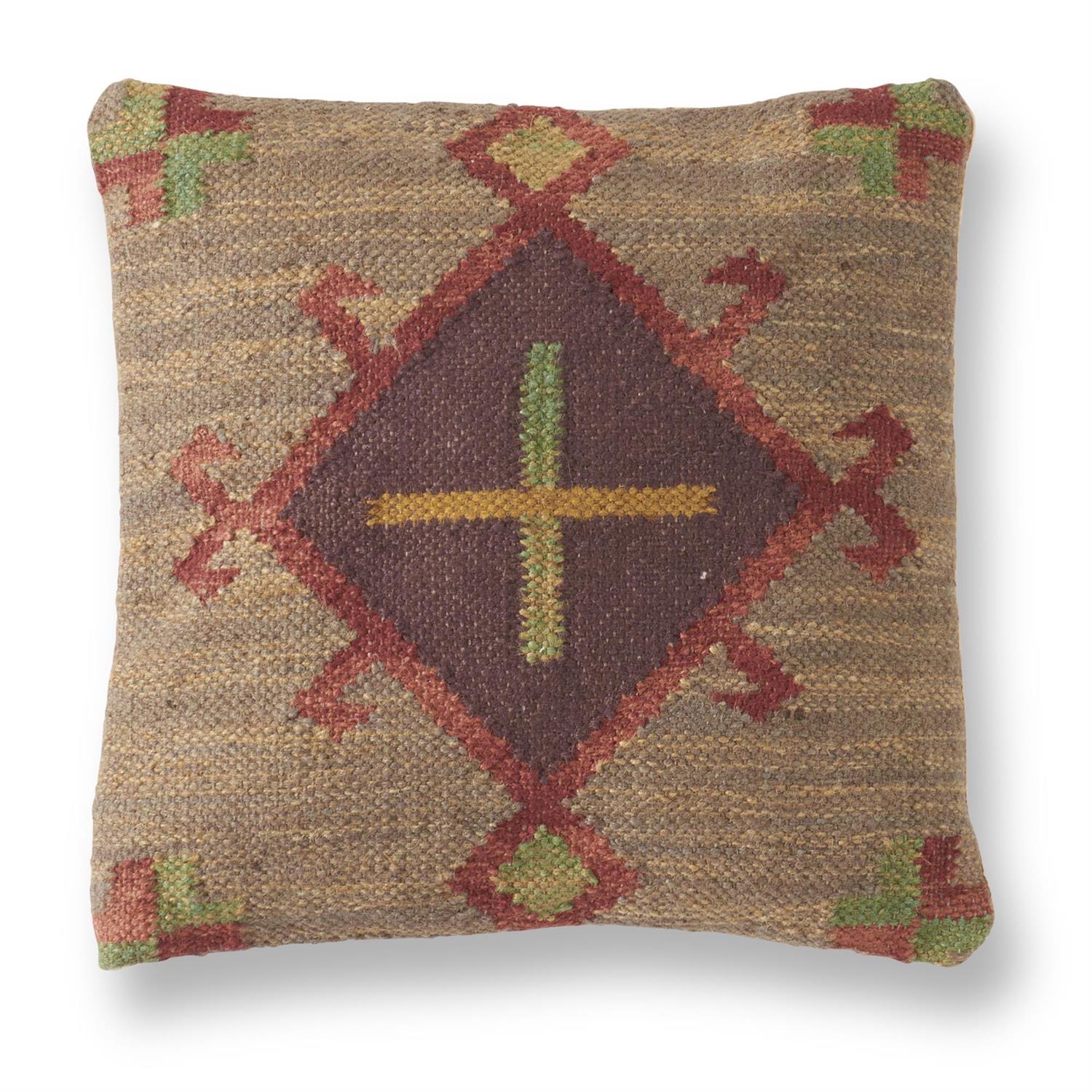 Square Kilim Pillow with Aztec Cross Pattern
