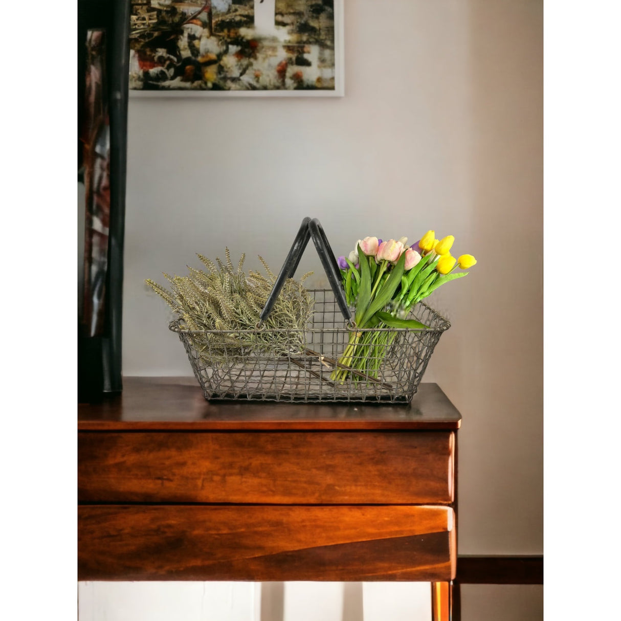 Vintage 1960's Wire Hand Basket