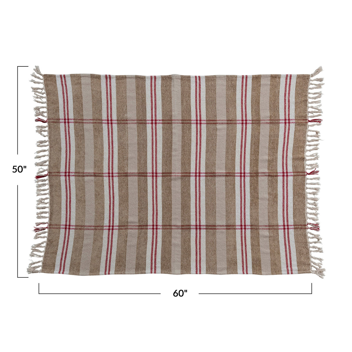 Plaid Recycled Chenille & Cotton Throw with Fringe