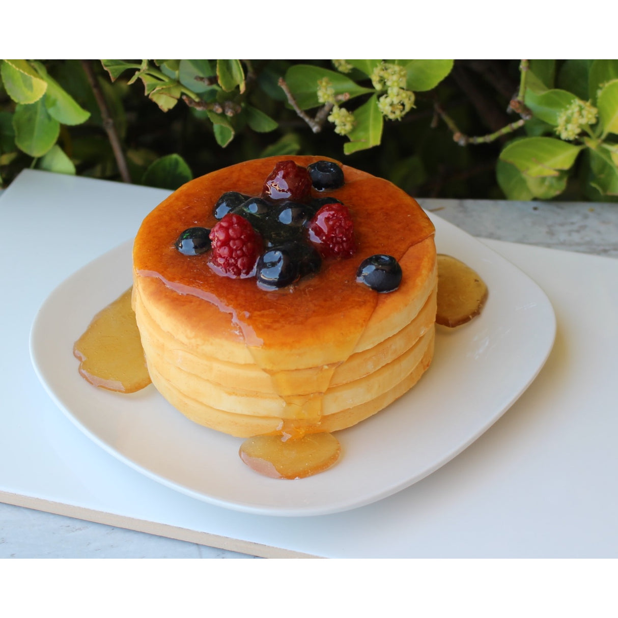 Fake Plate of Mini Pancakes Topped with Fruit