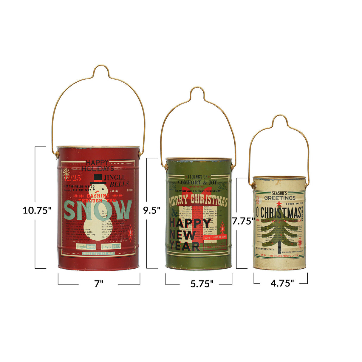 Holiday Metal Buckets with Handles