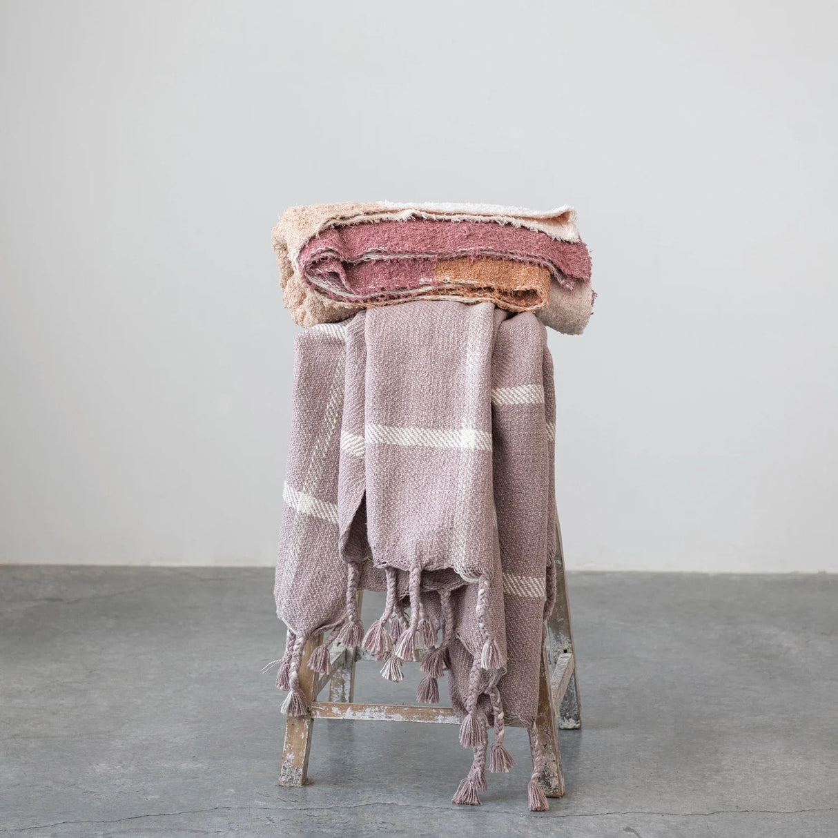 Woven Cotton Throw with Stripes