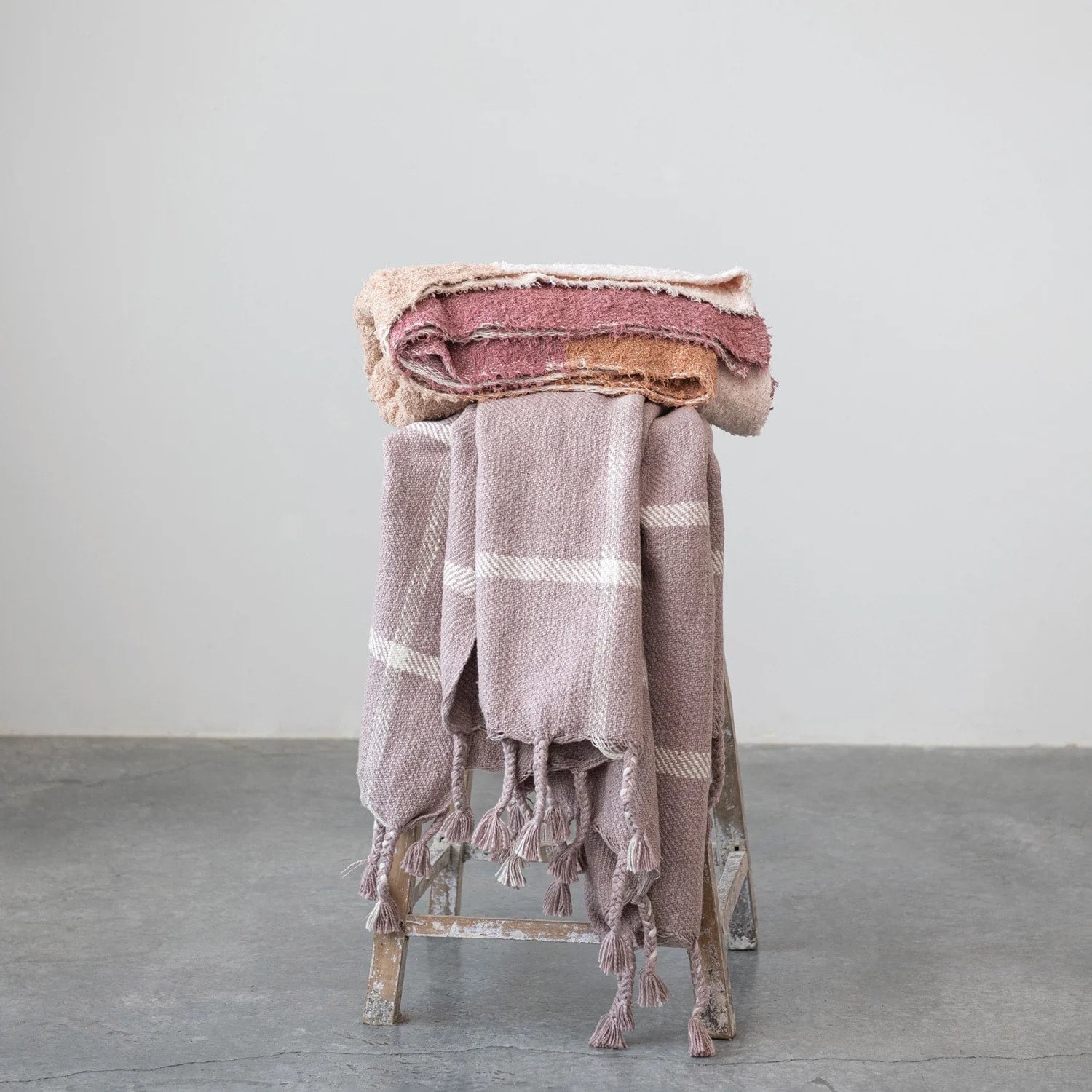 Woven Cotton Throw with Stripes