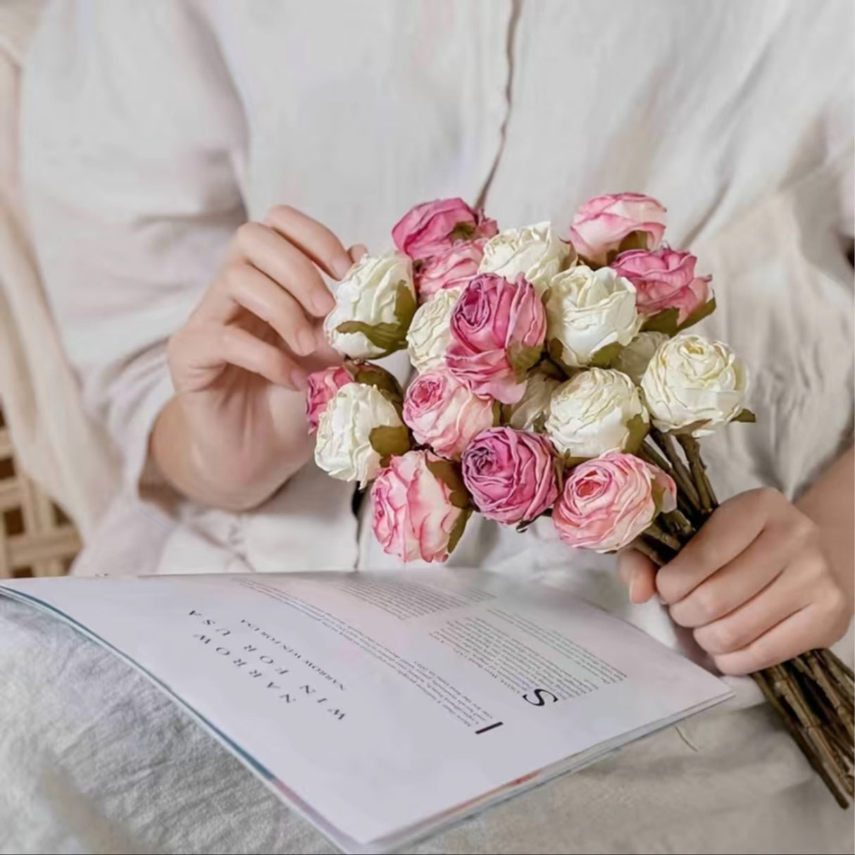 Vintage-Inspired Faux Dried Rose Bouquets
