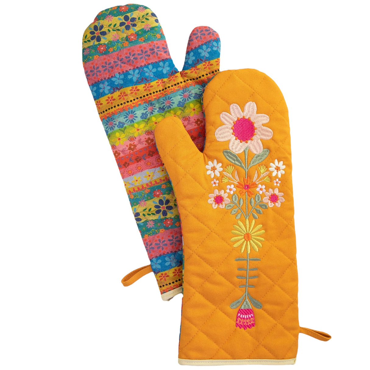 Floral Print Bake Happy Oven Mitt