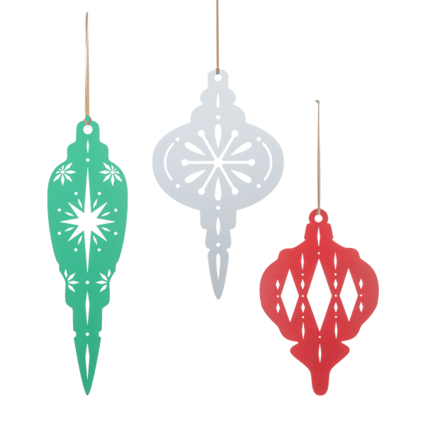 Oversized retro metal Christmas ornament in 3 styles