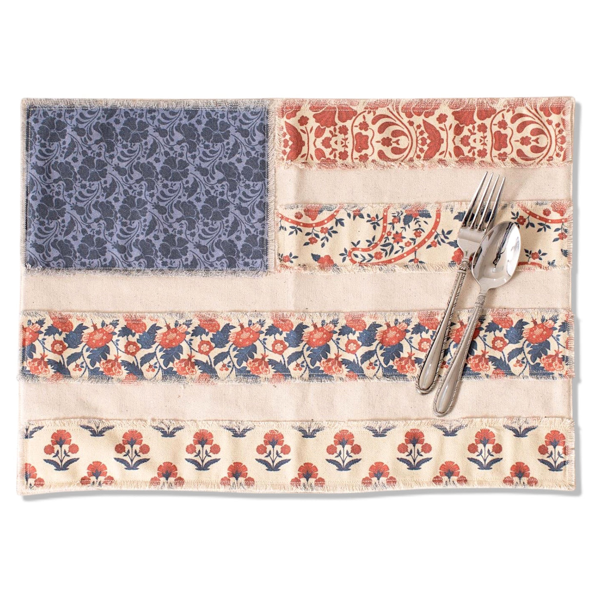 patchwork american flag placemat patriotic floral fabric table setting