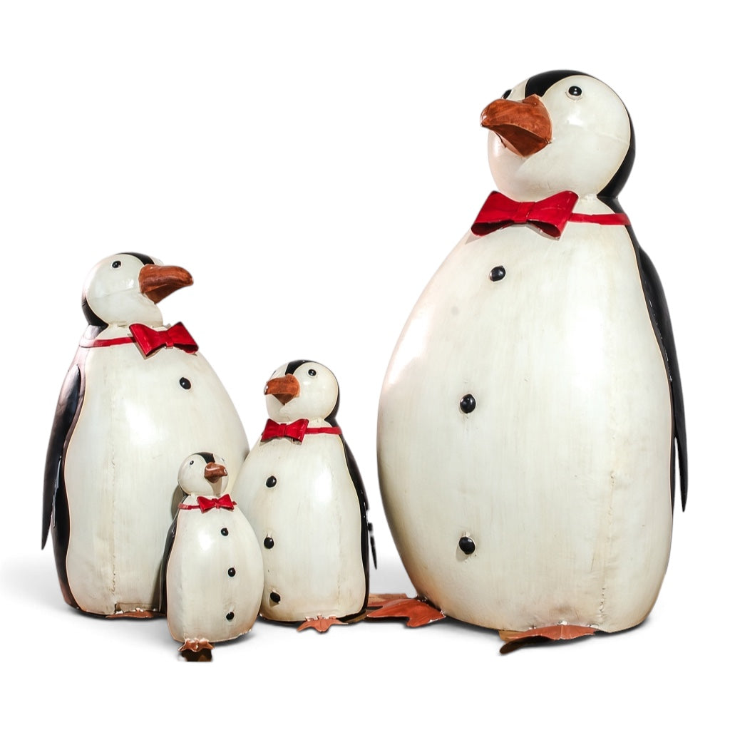 Phat Penguin metal Christmas décor in four graduated sizes