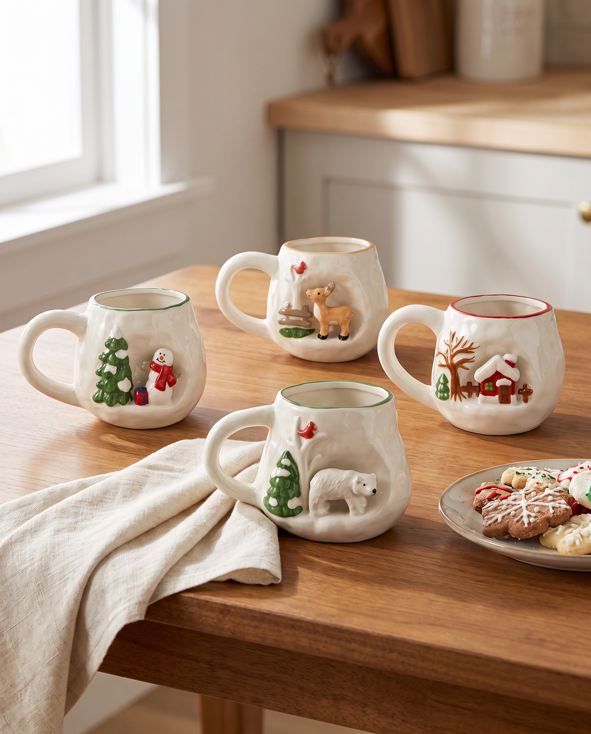 Hand-Painted 3D Alcove Christmas Scene Coffee Mug